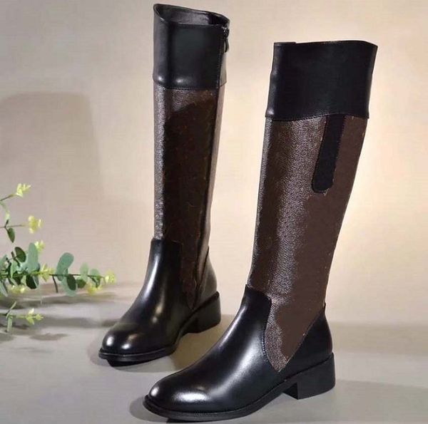 

2021 fashion casual wild genuine leather women boots round head women long boots female knee boots, Black