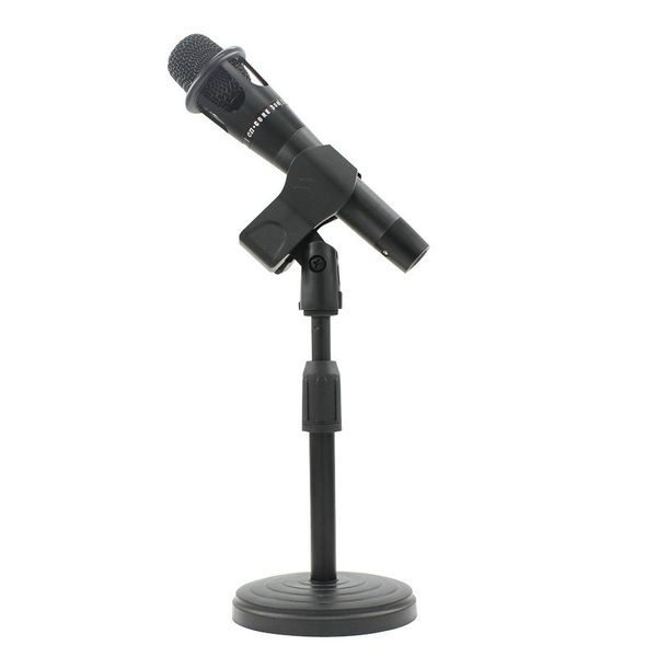 

adjustable metal desktable mic microphone clamp clip holder stand retractable microphone deskstand black