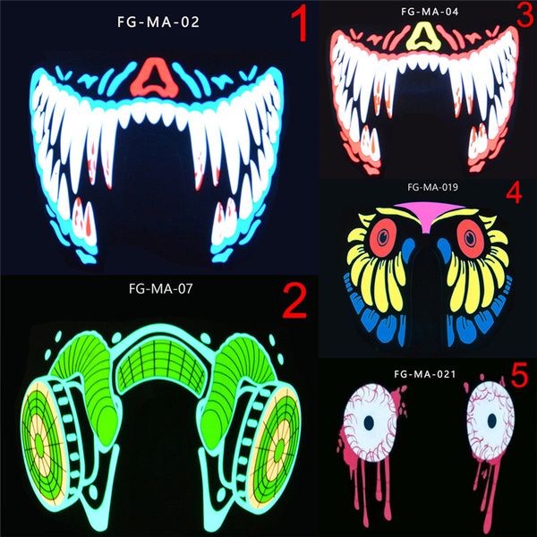 

factory 1pcs fashion cool led luminous flashing half face mask party event masks light up dance cosplay waterproof