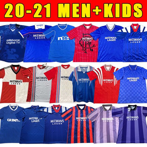 

02 84 87 92 93 94 95 96 90 97 99 glasgow rangers retro soccer jerseys blue away white gascoigne laudrup soccer shirts, Black;yellow