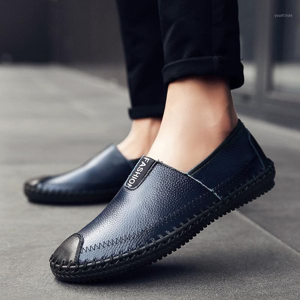 

quality leather men casual shoes 2020 mens loafers moccasins breathable slip on black driving shoes plus size 37-471