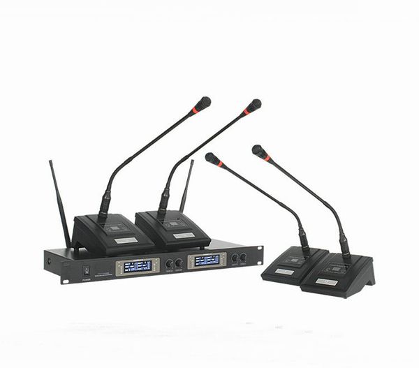 Quatro sistema de microfone de conferência de gooseneck sem fio para sala de reunião Karaoke