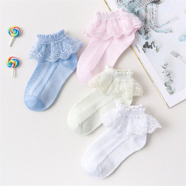 

newborn baby lace socks princess kids children girls spring summer breathable cotton cute sock 4 colors kids gift wq394, Pink;yellow