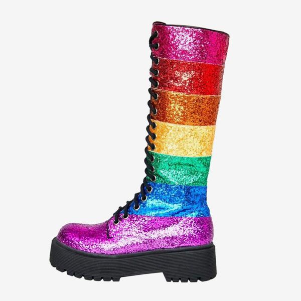 

deat 2020 new autumn and winter fashion casual muffin heel thick bottom rainbow sequins high boots large size women boots sg438, Black