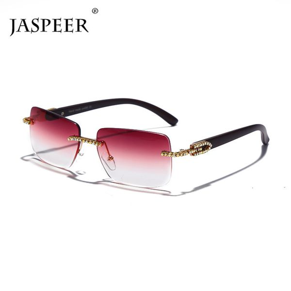 

jaspeer vintage diamond rectangle sunglasses women luxury rhinestone rimless sun glasses men gradient frameless ladies uv400