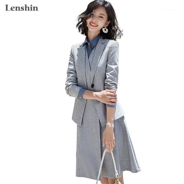 

two piece dress lenshin 2 set formal jacket suit office lady women business blazer and sleeveless sets1, White