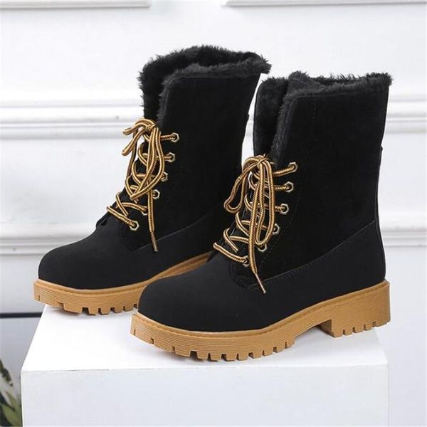 

boots 2021 winter women snow genuine leather fur warm plush shoes woman ladies botas mujer 35-431, Black