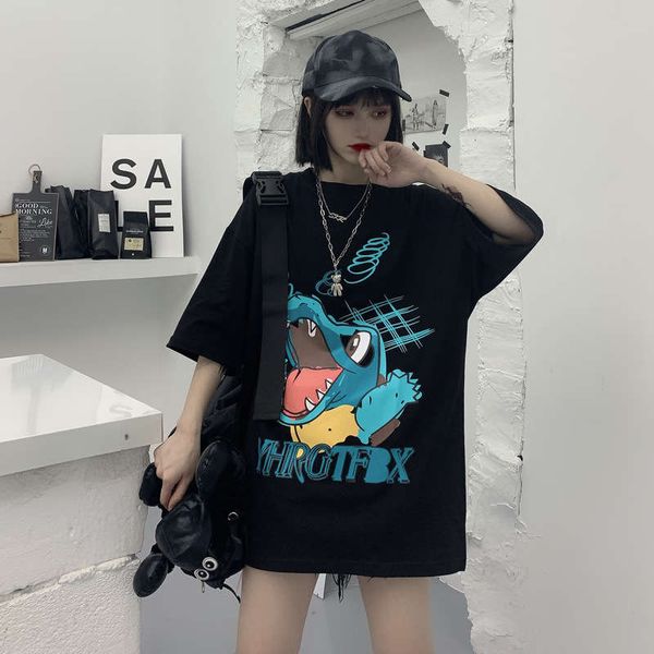 

summer 2020 new dark original suzuki printed short sleeve t-shirt for women, Black;gray