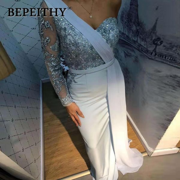 Bepeithy One Bee Beading Party платье с длинным рукавом 2020 Vestido de Festa Long вечернее платье выпускного вечера LJ200821