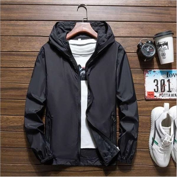 Nova Primavera / Outono Casaco Casual Hip Hop Streetwear Mão Flores Homens Windbreaker Capuz Casaco Dropshipping 201118