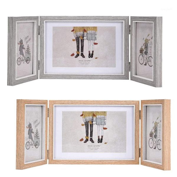 

rustic picture frames triple hinged picture frame display 4x6 and 5x7 pictures for deskor table1 pack1