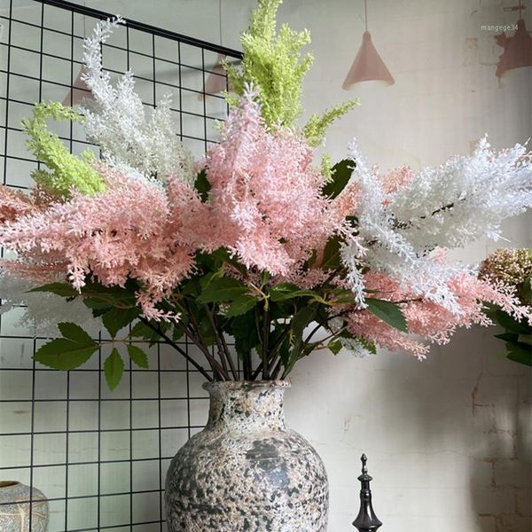 

beautiful chinese astilbe flower branch with leaves for wedding party decor plastic artificial flowers spring decoration flores1