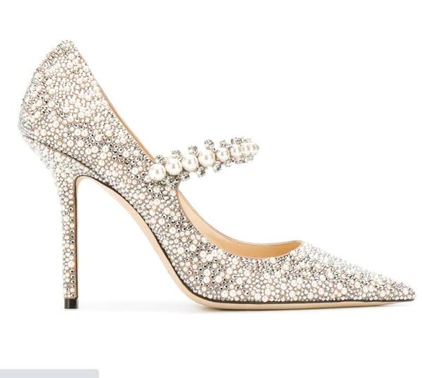 

famous baily pumps for bridal party wedding high stiletto heel,pearl crystal strap women high heels brand-new luxurious women pump eu35-43, Black
