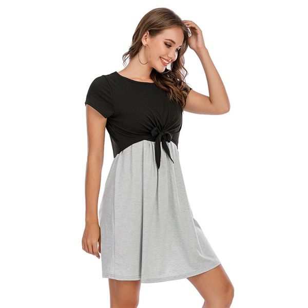 

bow tie color block dress, Black;white