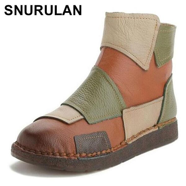 

2020 spring autumn spell color retro soft real leather boots flat handmade comfort casual shoes, Black