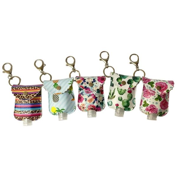 

storage bottles & jars 1set 30ml refillable travel hand sanitizer cosmetic container with keychain holder bottle cover