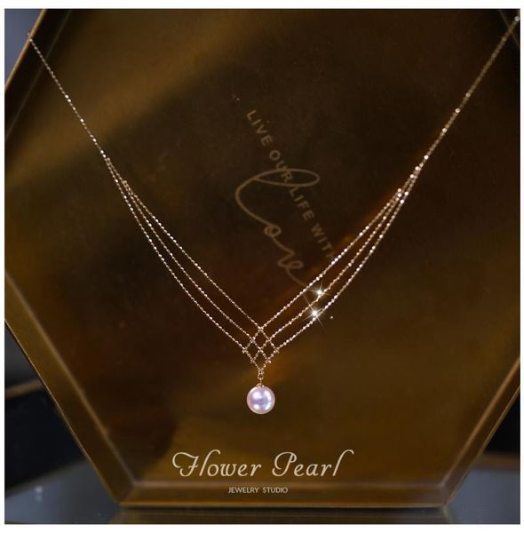 

18k solid yellow gold (au750) women lace necklace choker chain natural seawater pearl fashion lady, Silver