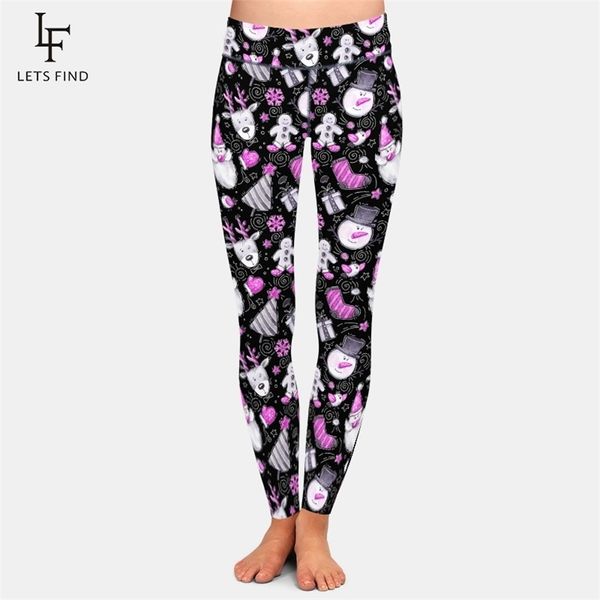 LetsFind Chegada Mulheres de Inverno Plus Size Leggings 3D Engraçado Desenho Animal De Natal Elemento Alto Cintura Macia Fitness Elastic 211221