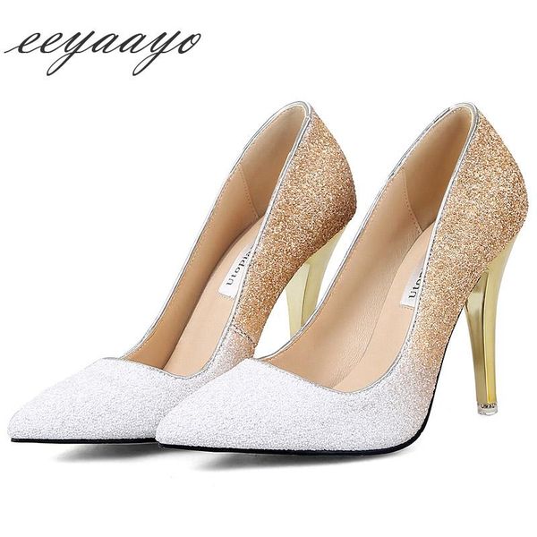 

dress shoes 2021 spring/autumn women pumps high thin heel pointed toe ladies bling bridal wedding white heels, Black