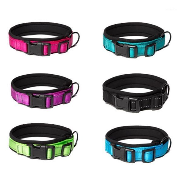 

dog collars & leashes collar size adjustable for small medium dogs puppy cat neck strap pet stretch neoprene reflective stitching1