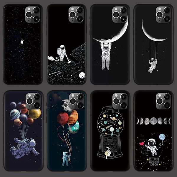 

black case and cartoon vip, soft case and astronaut matte vip 11 12 pro max mini x xs xr se 2020 max vip 7 8 6 s 5 s se p
