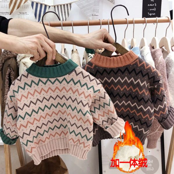 

clothing autumn 2020 winter stripe plush boys' coat children's sweater ww01, Blue