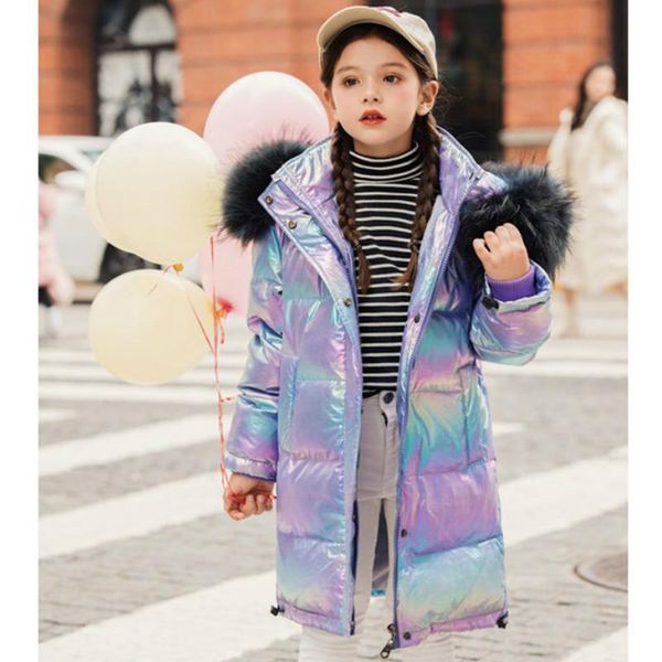 

kids duck down coat super warm clothes children winter snow wear waterproof windproof jacket with fur hooded boys girl outerwear, Blue;gray