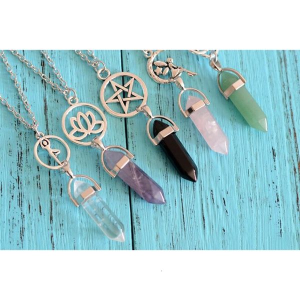 

women steel necklace stainless silver jewelry chain natural stone pendants statement chokers rose quartz crystals neckla37sr