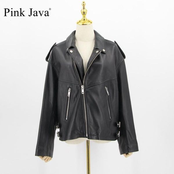 

women's leather & faux pink java qc20007 jackets women coat real sheep fashion dress genuine outfit big size, Black