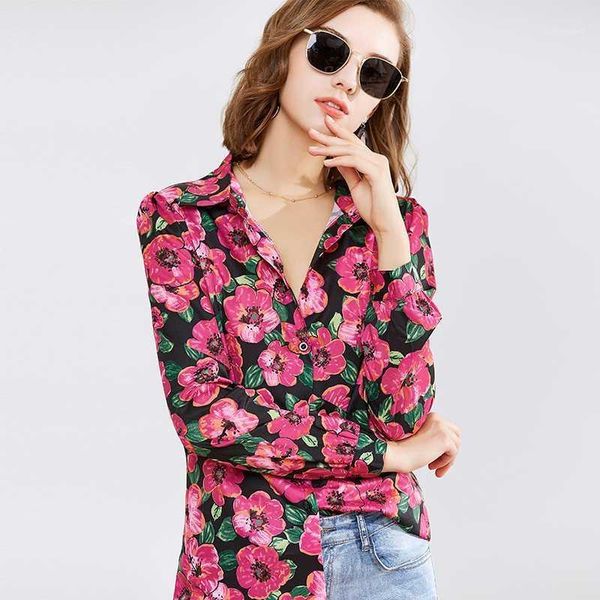 

casual floral print women blouses shirts elegant turn-down lady long sleeve blouses office blusa tunic boho female shirt1, White