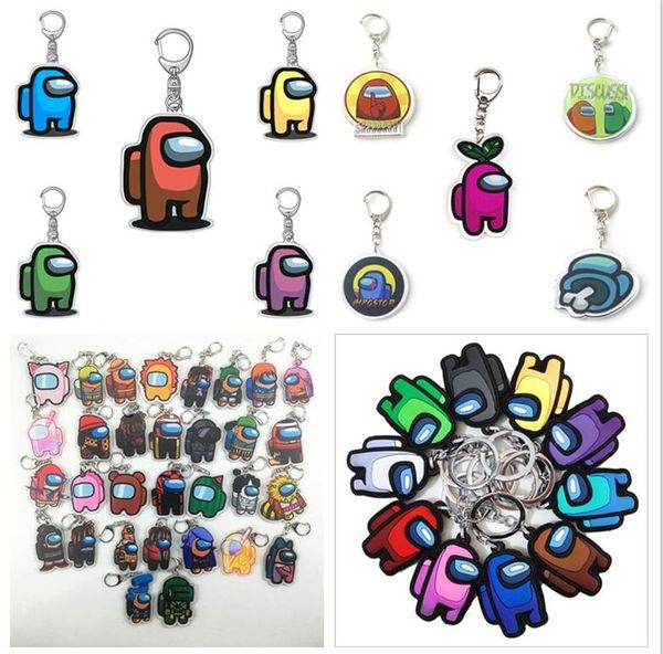 

designers keychain games among us keychain anime cute cartoon among us colourful keyrings keychains car keys accessories wholesale e121608, Red;brown