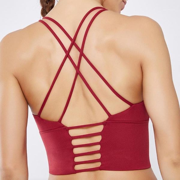 

gym clothing eft1951 straps sports bra yoga women high elastic fitness crop running padded workout athletic sportswear1, White;black