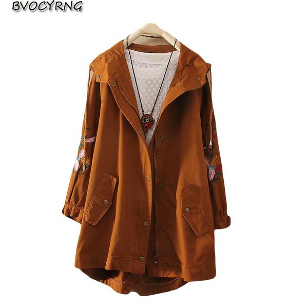 

women's trench coats spring autumn women coat 2021 fashion hooded windbreaker female casual overcoat long sleeve lady clothing k0495, Tan;black