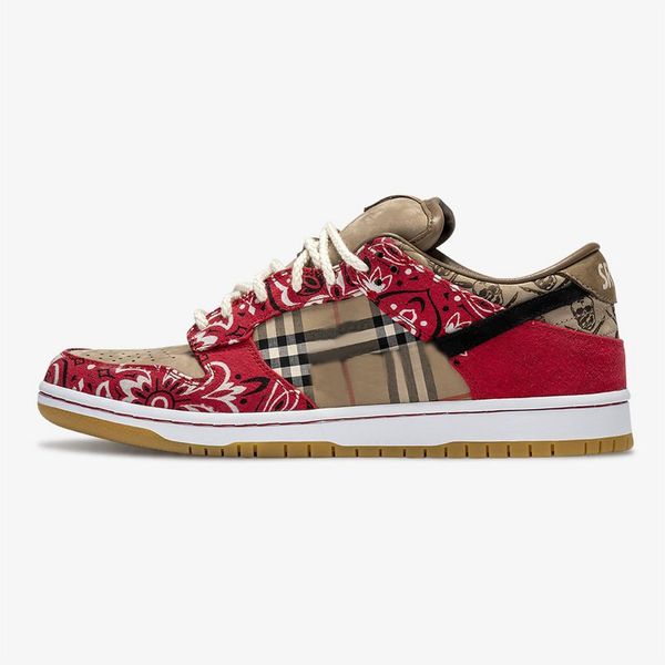 

red bear x sb dunks low civilist mens skateboard casual shoes travis scotts women trainers designer sneakers, White;red