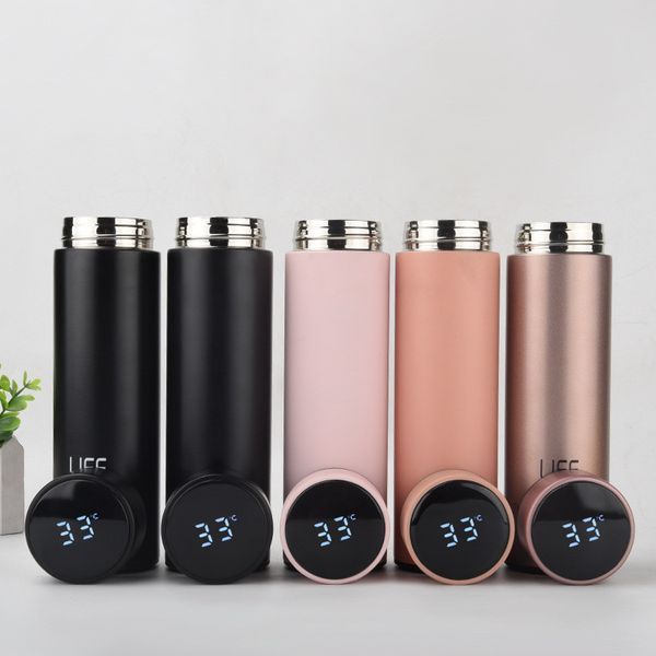 

500ml smart water bottle tumblers led temperature display cup stainless steel insulated cups leak proof vacuum mug kettle dhc2782