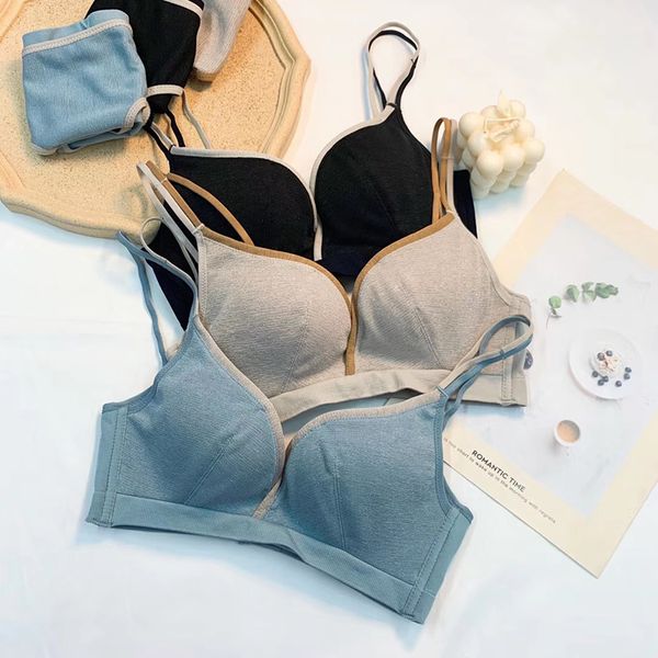 

comfortable wire underwear set women cup push up bralette sleepwear seamless lingerie ladies exercise quick-dry bra sets c1211, Black;white