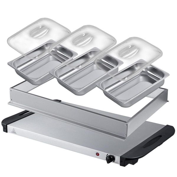 

buffet server food warmer stainless steel 2.5 quart 3 tray chafing jllfmq jjxh