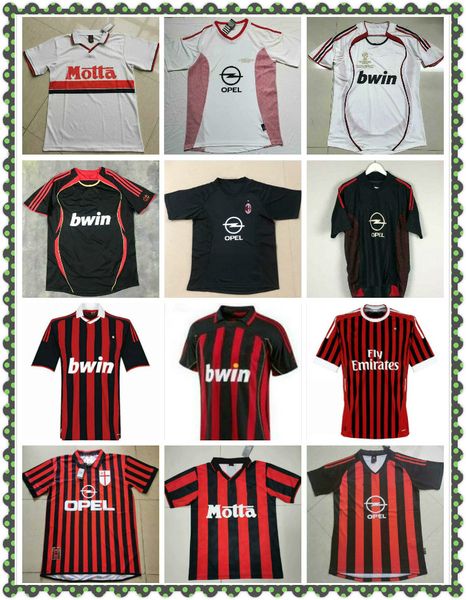

retro 1990 2000 1962 1963 2007 2002 2003 2004 ac milan gullit soccer jersey 1988 96 97 van basten kaka inzaghi football shirt, Black;yellow