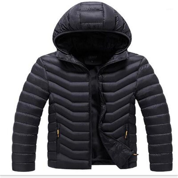 

winter warm men's new hooded down cotton padded lightweight casual zipper long-sleeved jacket coat outwear1, Black