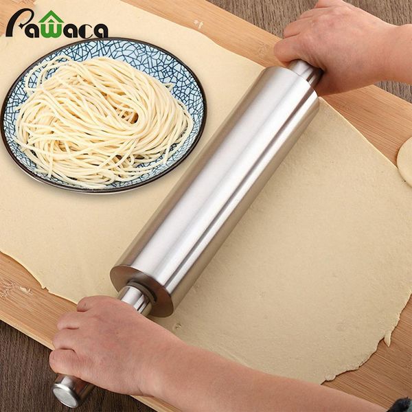 Paslanmaz Çelik Rolling Pin Yapışmaz Pasta Hamur Rulo Fırında Pizza Erişte Kurabiye Pasta Yapma Pişirme Araçları Mutfak Aksesuarları 201023