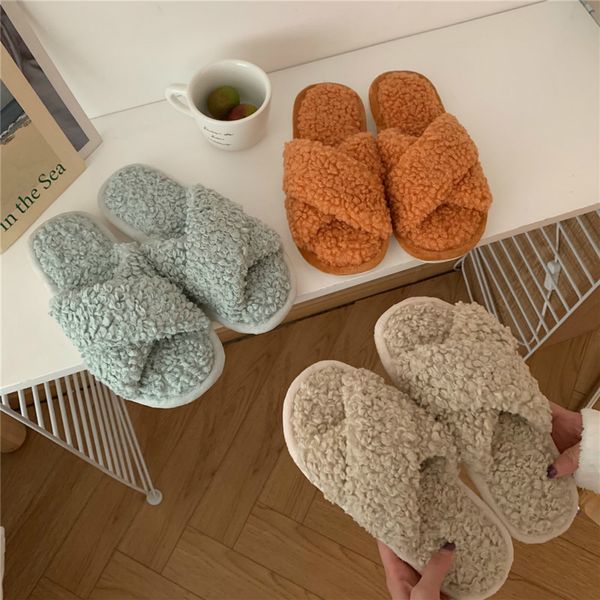 

fashion winter cotton slippers women anti-slip simple breathable home shoes short plush lined casual shoes indoor warm slippers y1202, Black