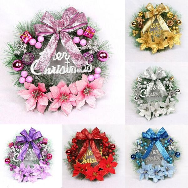 

new fancy christmas wreath hanging decor xmas party door wall garland ornament decors new year elegant holiday wreath gifts1