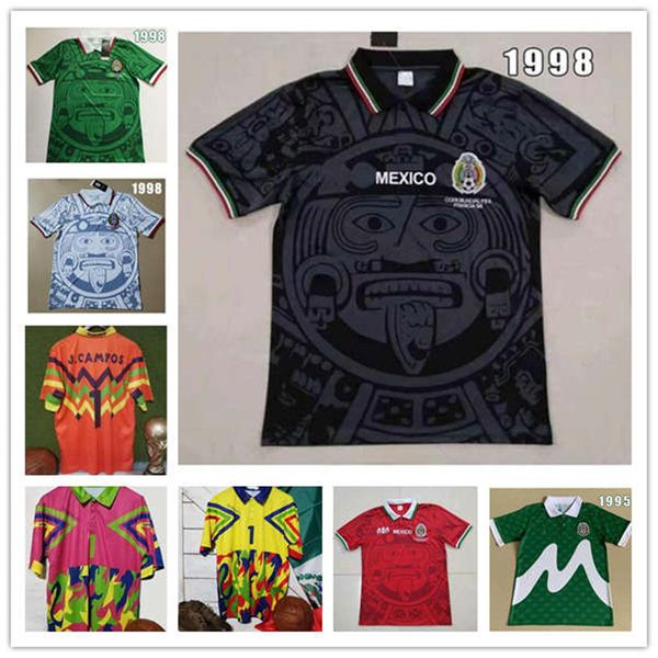 

mexico 1998 retro blanco hernandez blanco campos soccer jerseys uniforms home goalkeeper 1994 football jerseys shirt camiseta futbol 1986, Black;yellow