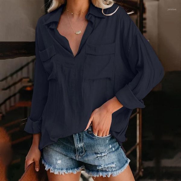 

zanzea 2020 fashion spring solid shirts women's casual blouse female lapel button chemise long sleeve blusas plus size tunic 5xl1, White