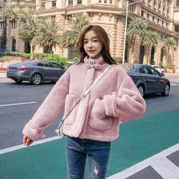 

women's fur & faux 2021 autumn winter coat womens sheepskin women velvet mink ladies short woman jacket, Black
