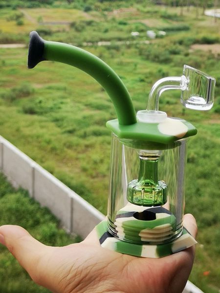 Shisha Mini-Silikon-Dab-Rig, Glas-Duschkopf-Perkolator, leicht zu reinigende Bohrinseln