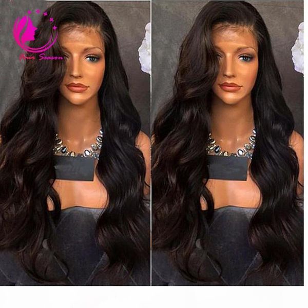 

virgin malaysian human hair silk lace front wig body wave full lace human hair wig with baby hair glueless lace wig for women, Black;brown