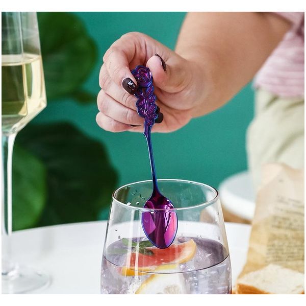 

soup spoon stainless steel gold-plated coffee tea dessert meal spoon fruit stir spoon kitchen dinnerware tablew jllwzo garden_light