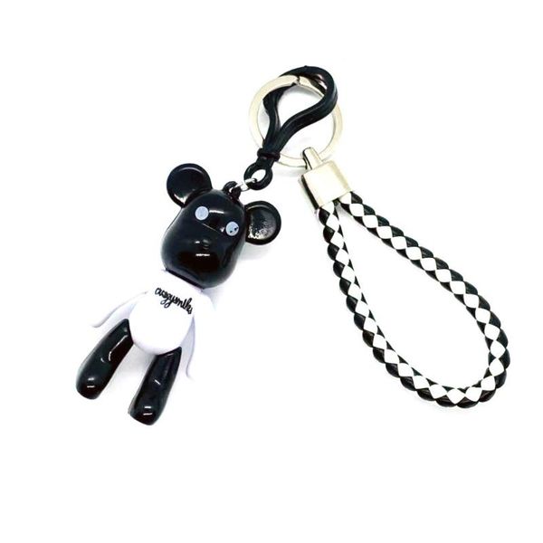 

keychains 1pcs 20*5mm kawaii 3d bear black and white movable leg resin key chains fashion jewelry accessories ll198, Silver