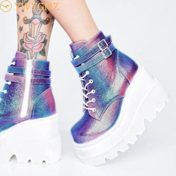 

boots fashion ins high platform wedges ankle women 2021 heels thicken woman1, Black